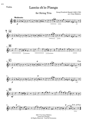 Lascia Ch'io Pianga - String Trio (Individual Parts)