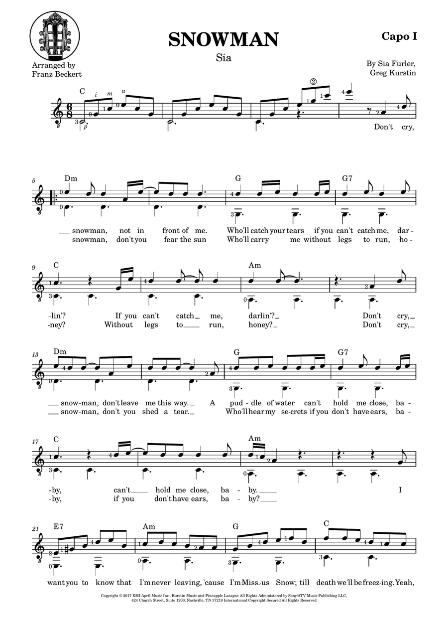 Snowman Acoustic Guitar scores gallery preview page 4