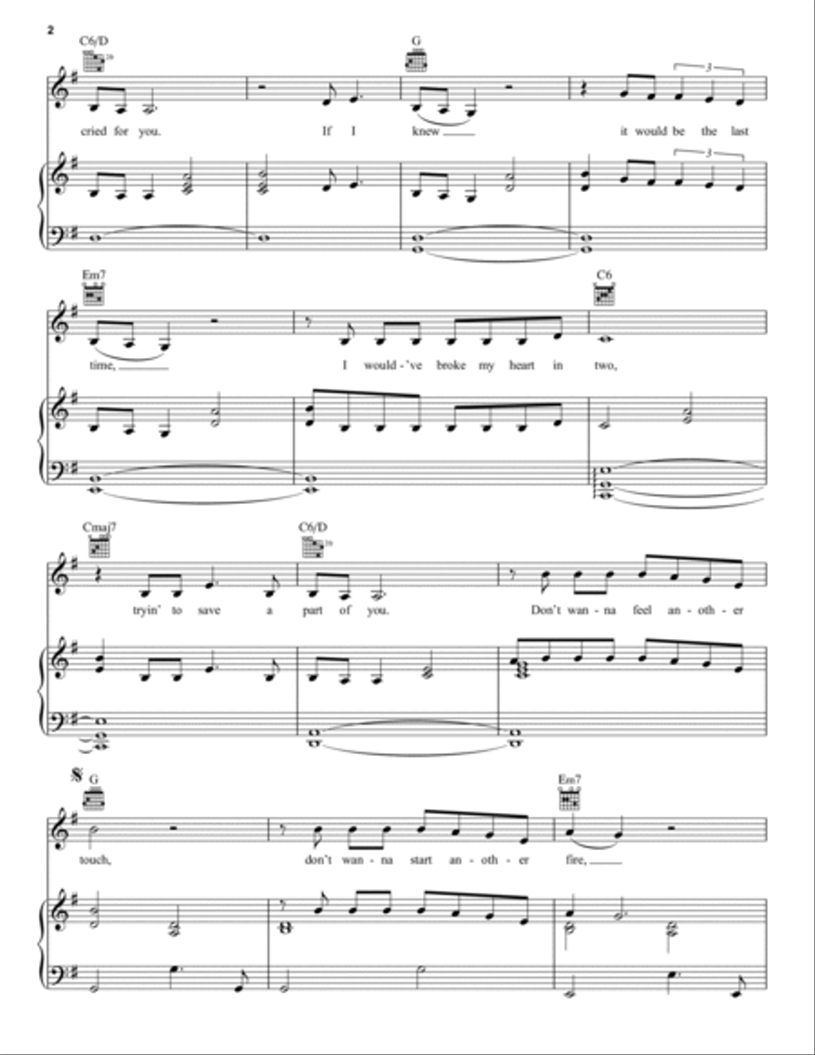 I'll Never Love Again (from A Star Is Born) Piano, Vocal, Guitar scores gallery preview page 2