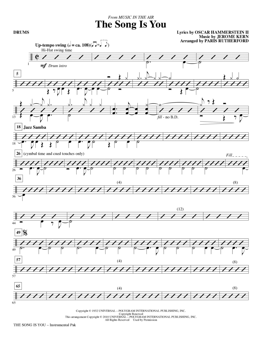 The Song Is You - Drums Choir scores gallery preview page 1