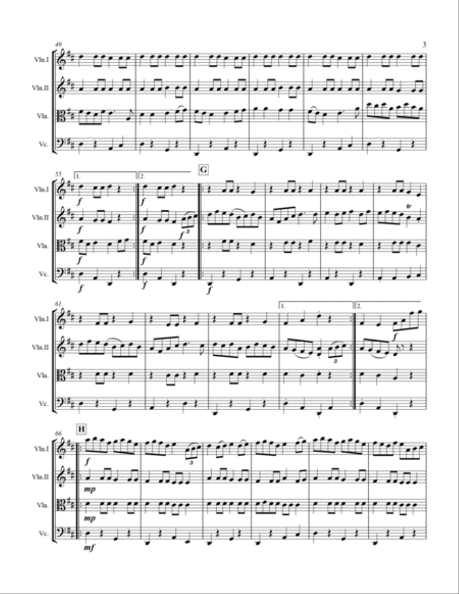 Fiddle Tunes Medley (for String Quartet) String Quartet scores gallery preview page 4