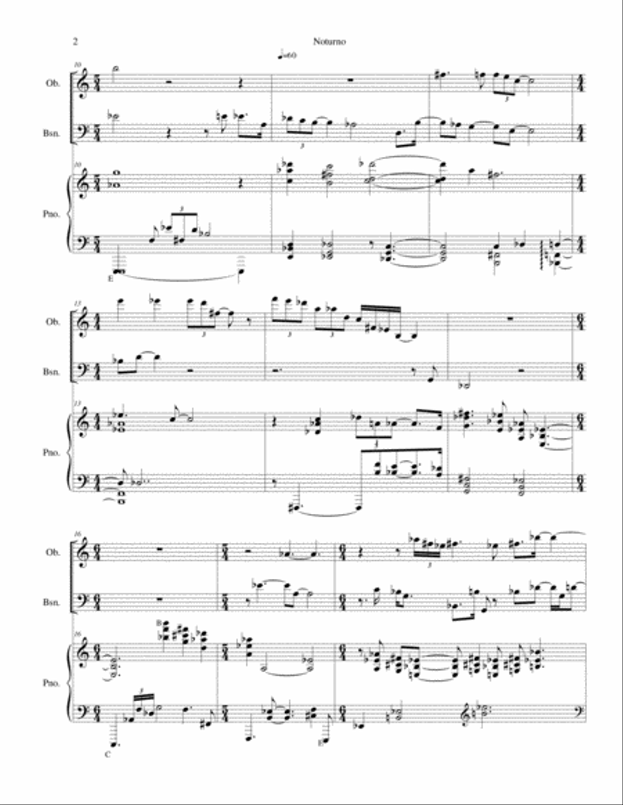 Noturno for Oboe, Bassoon, Piano Woodwind Duet scores gallery preview page 3