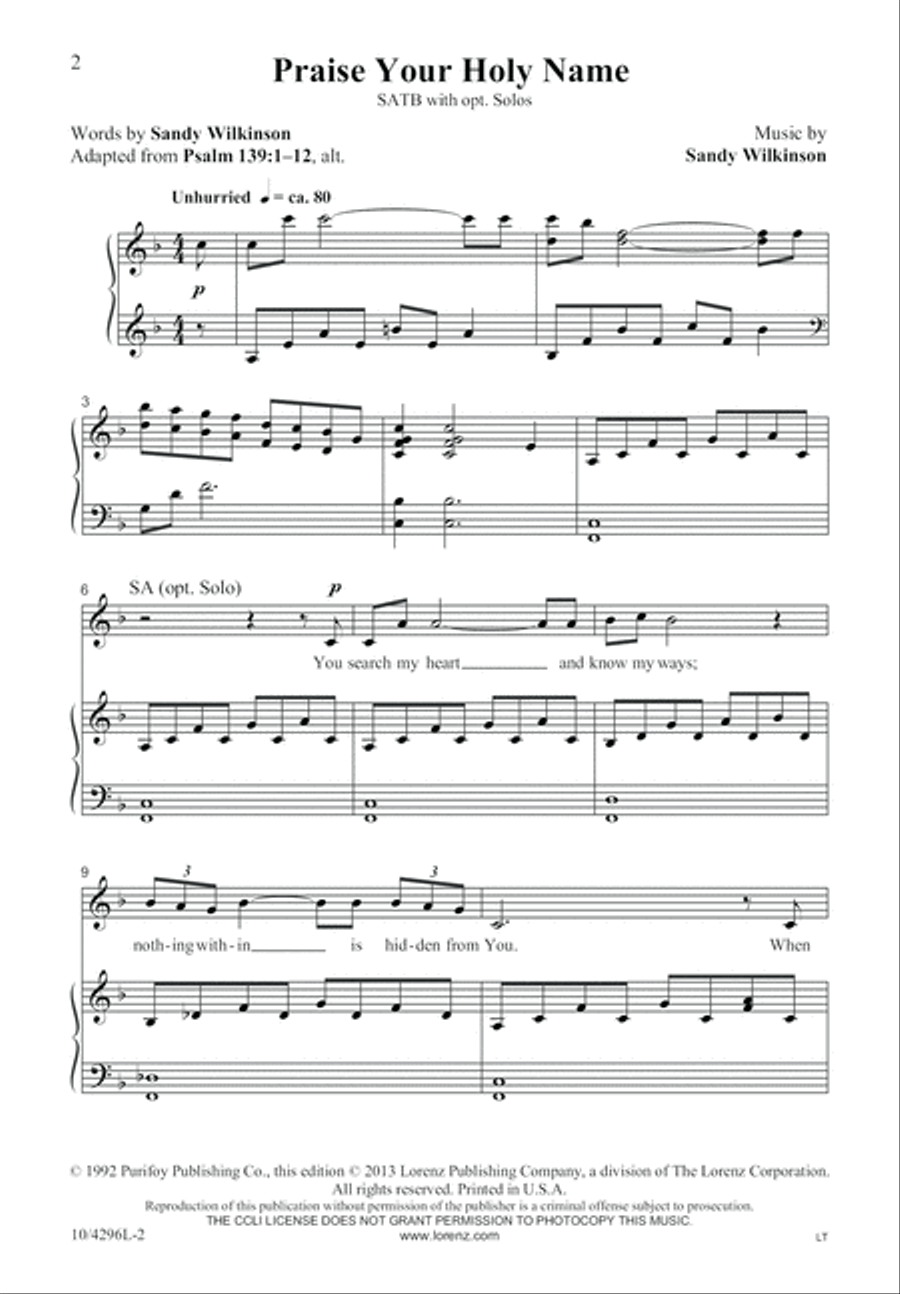 Praise Your Holy Name Praise Your Holy Name 4-Part scores gallery preview page 2