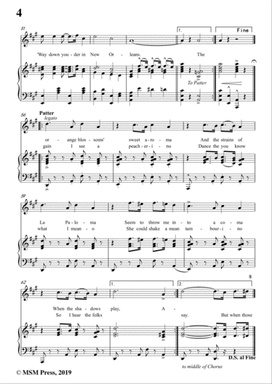 Turner Layton-Way Down Yonder in New Orleans,in A Major,for Voice&Pno Voice scores gallery preview page 6