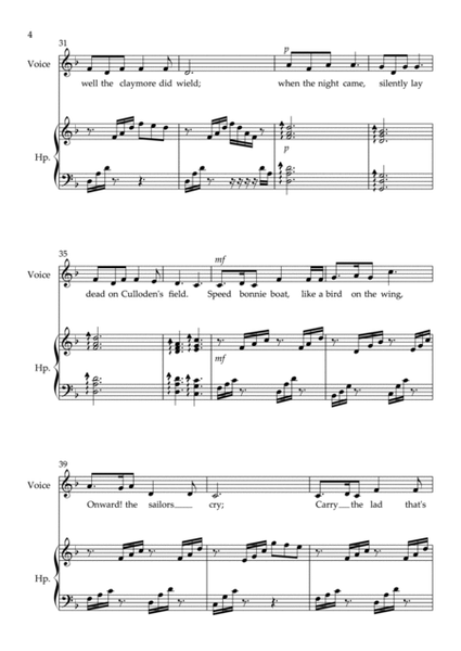 The Skye Boat Song - Voice and Harp arrangement image number null