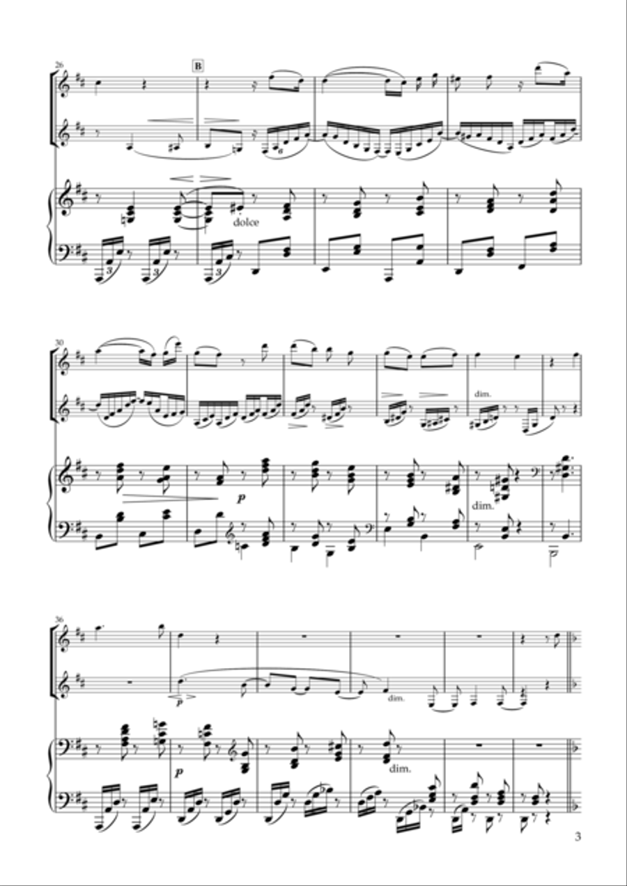 'Gestillte Sehnsucht' Zwei Gesänge, Op.91-1 for Flute, Clarinet & Piano Woodwind Duet scores gallery preview page 3