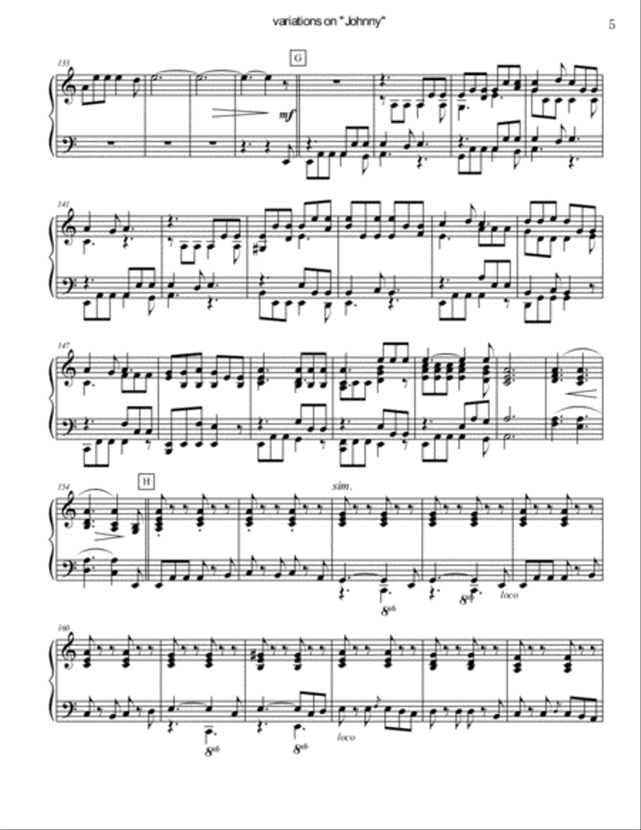 Variations on "When Johnny Comes Marching Home" for Solo Piano