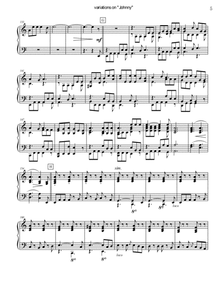 Variations on "When Johnny Comes Marching Home" for Solo Piano