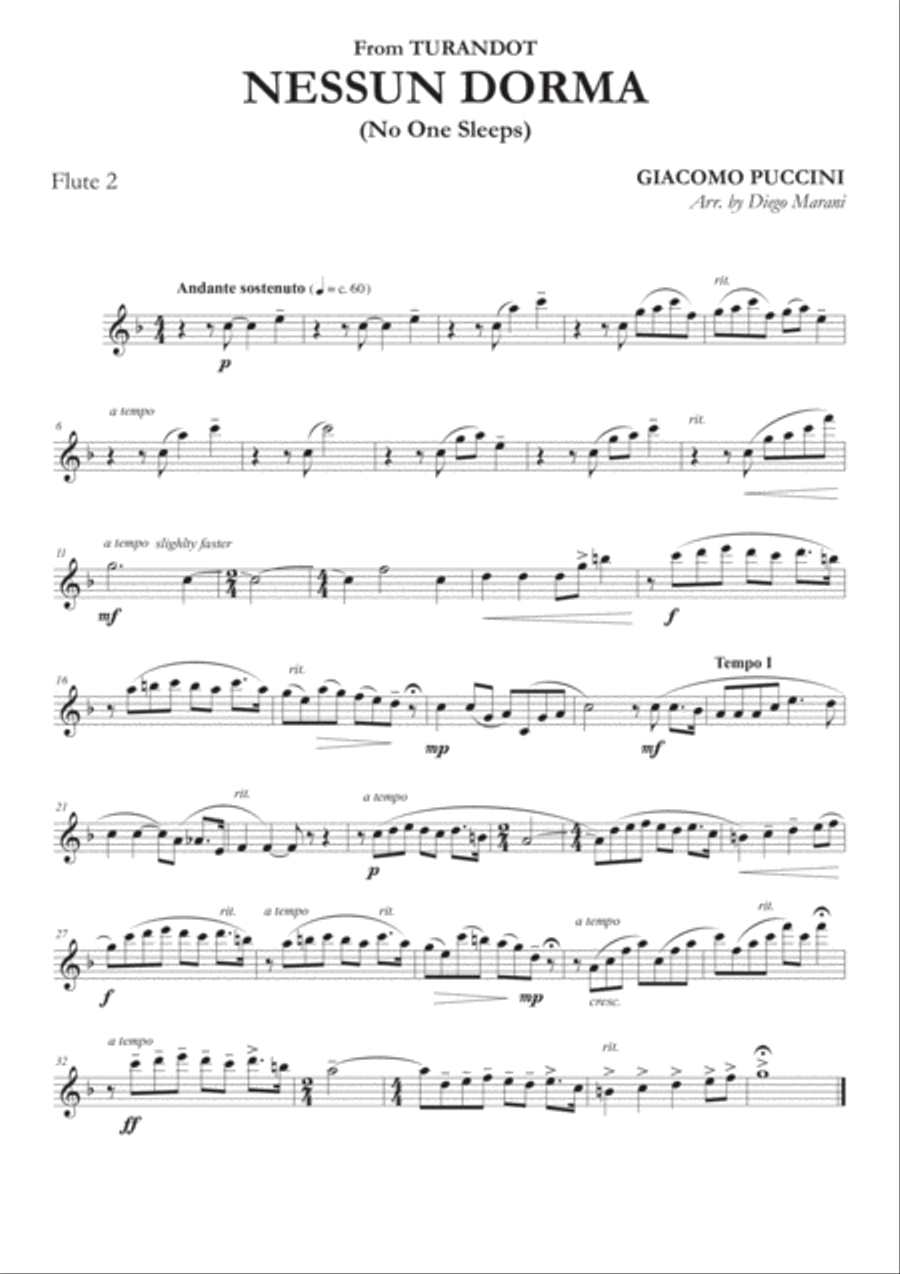 Nessun Dorma for Flute Quartet Flute Quartet scores gallery preview page 2