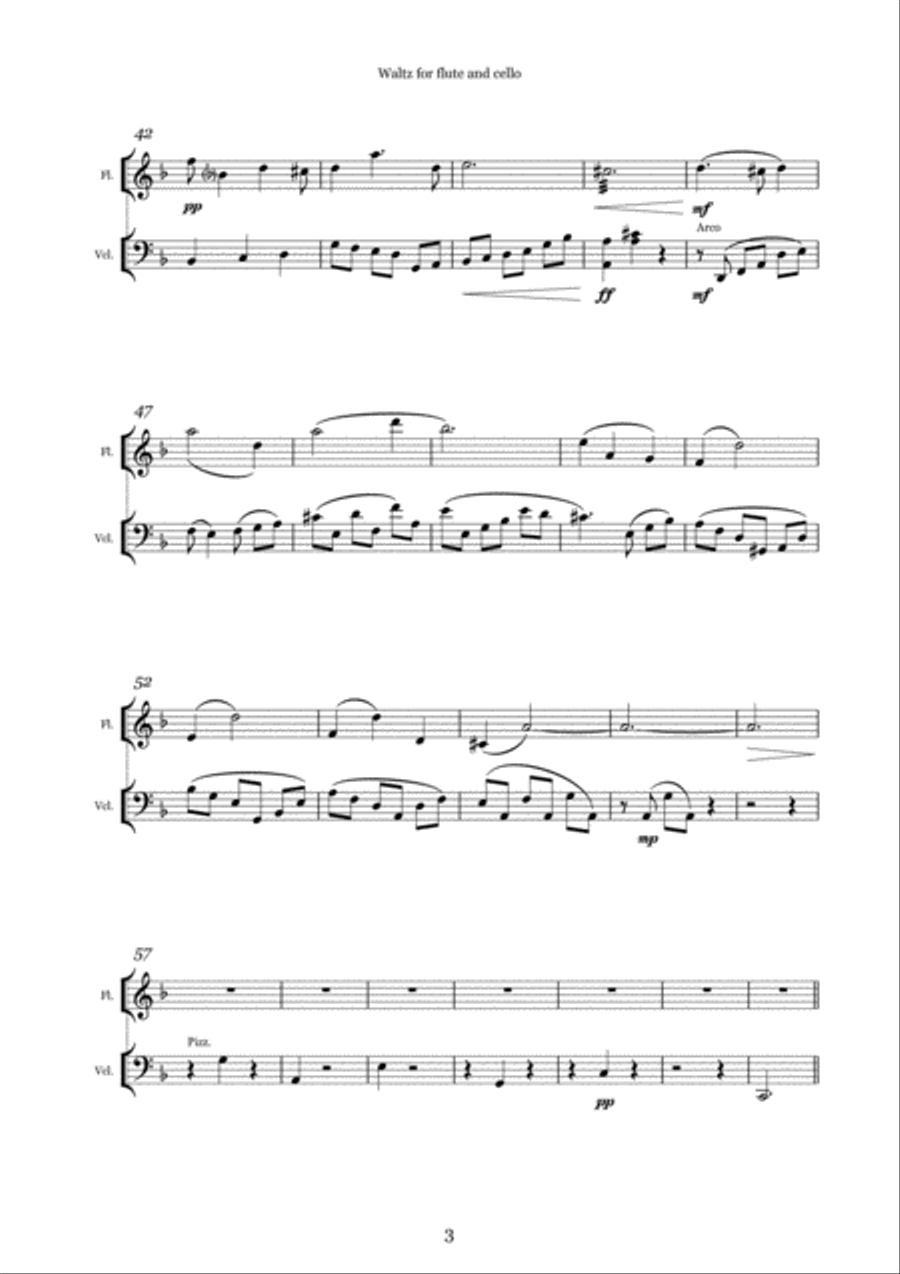 Waltz for Flute and Cello Flute scores gallery preview page 3