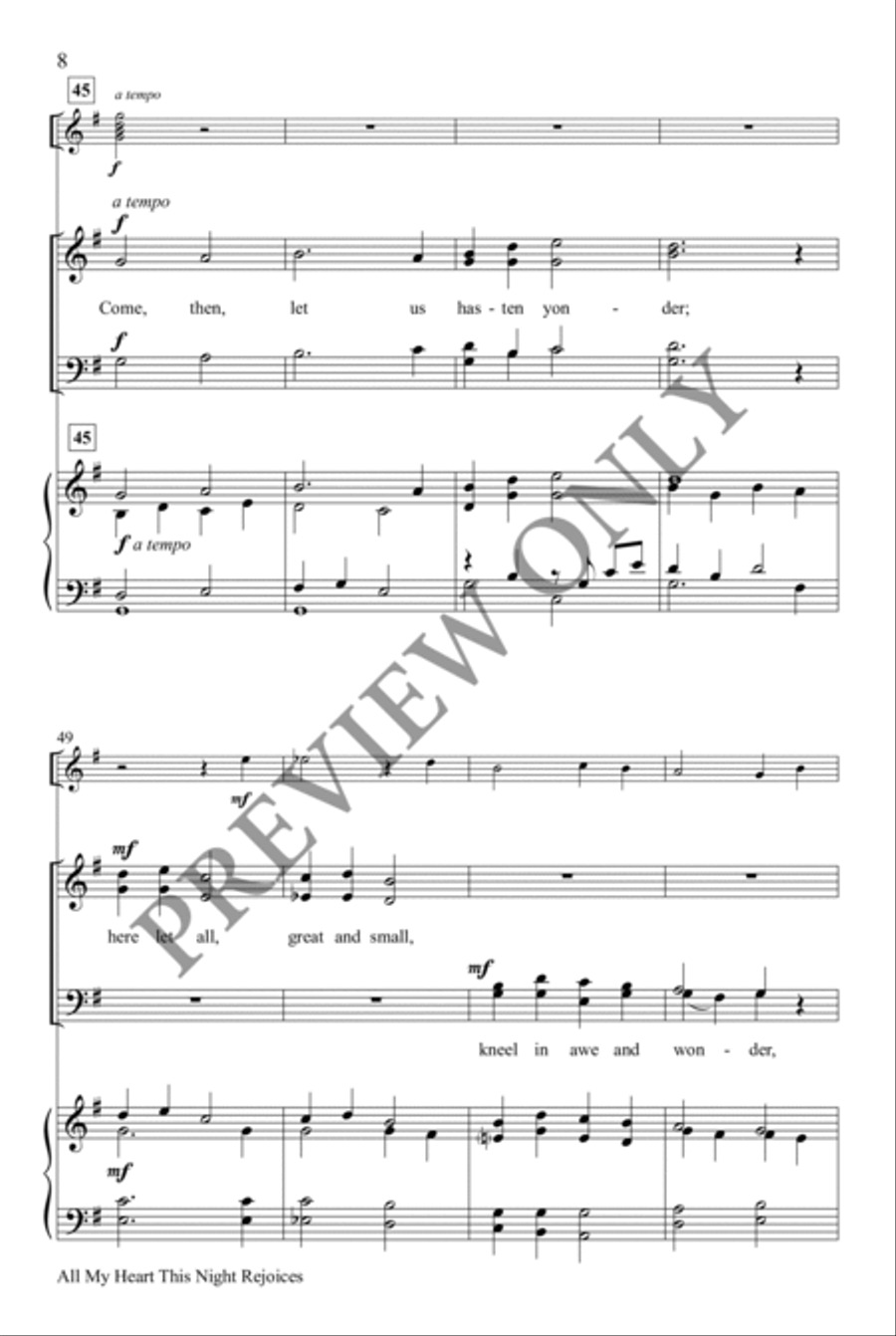 All My Heart This Night Rejoices 4-Part scores gallery preview page 8