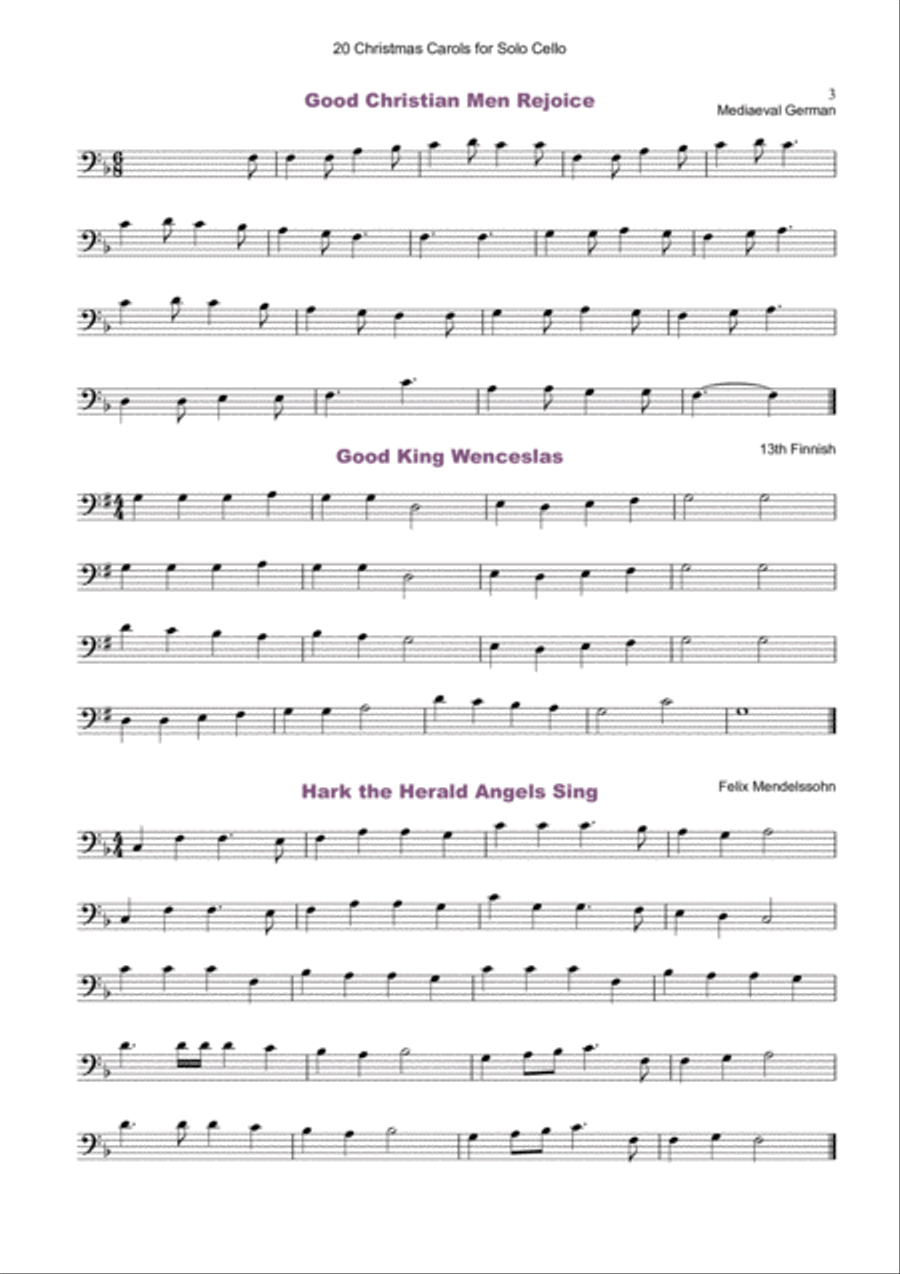 20 Favourite Christmas Carols for solo Cello and Piano Piano scores gallery preview page 4