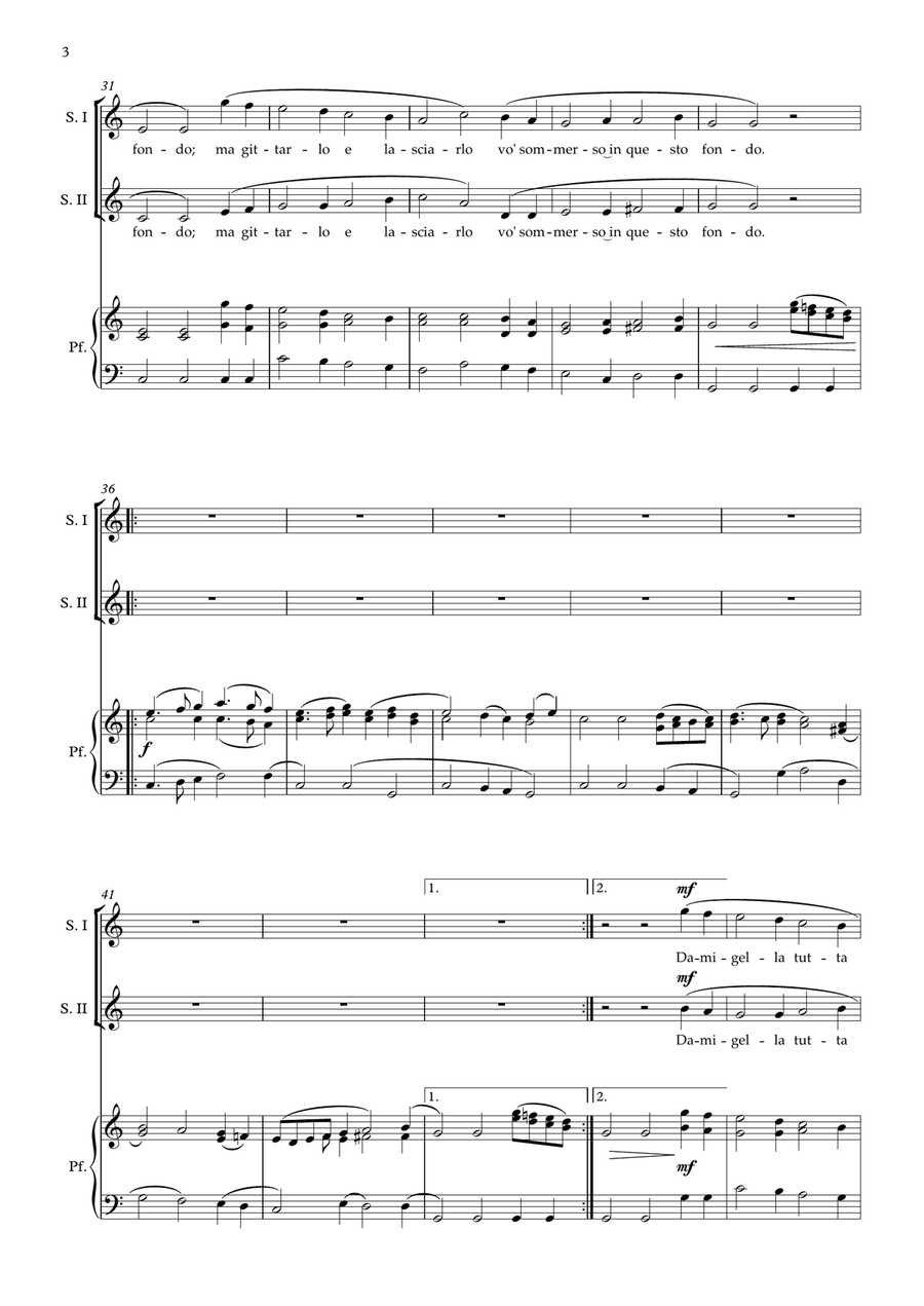 Damigella tutta bella Piano scores gallery preview page 3