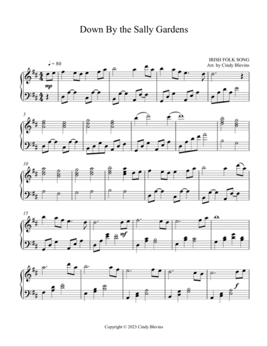 Down By the Sally Gardens, Harp and Tin Whistle (D) Harp scores gallery preview page 5