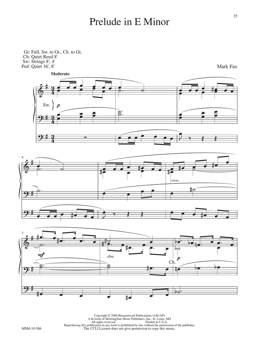 Prelude in e minor Organ scores gallery preview page 1