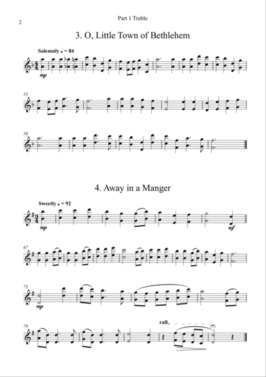 Carols for Four (or more) - Fifteen Carols with Flexible Instrumentation - Part 1 - C Treble Clef Concert Band scores gallery preview page 6