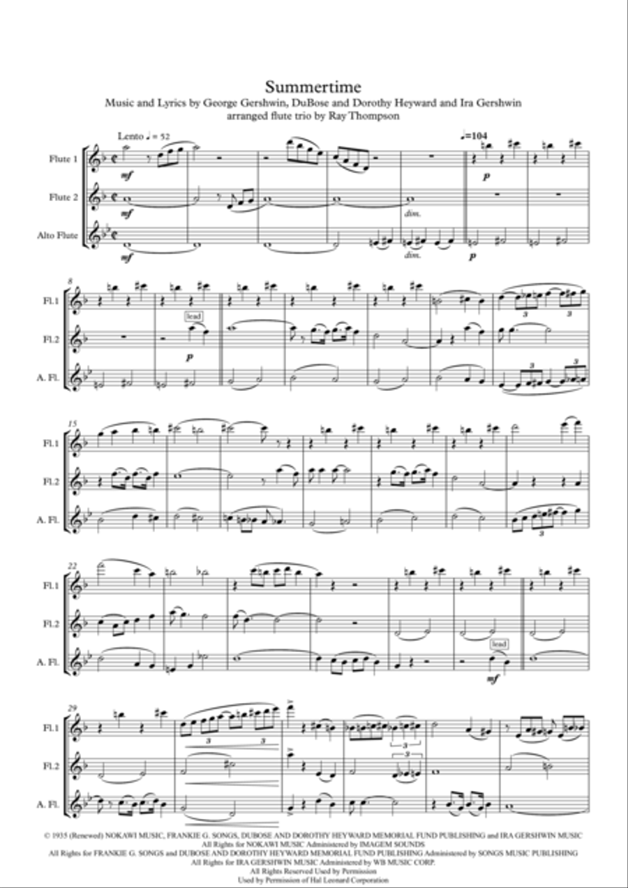 Summertime Woodwind Trio scores gallery preview page 1