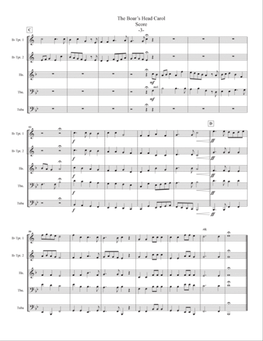 The Boar's Head Carol for Brass Quintet The Boar's Head Carol for Brass Quintet Brass Quintet scores gallery preview page 5