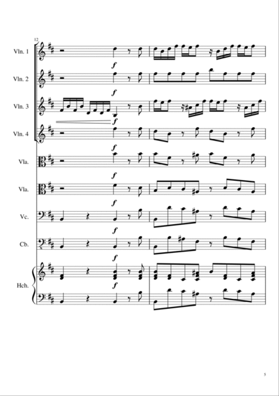 Vivaldi Concerto for 4 Violins and Cello in B minor, L'estro Armonico, Op. 3 No. 10 - RV580 I String Orchestra scores gallery preview page 5