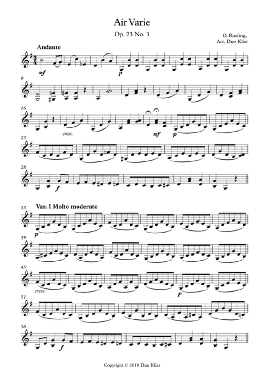 Rieding - Air Varie Op.23 Nr3, 2nd violin accompaniment