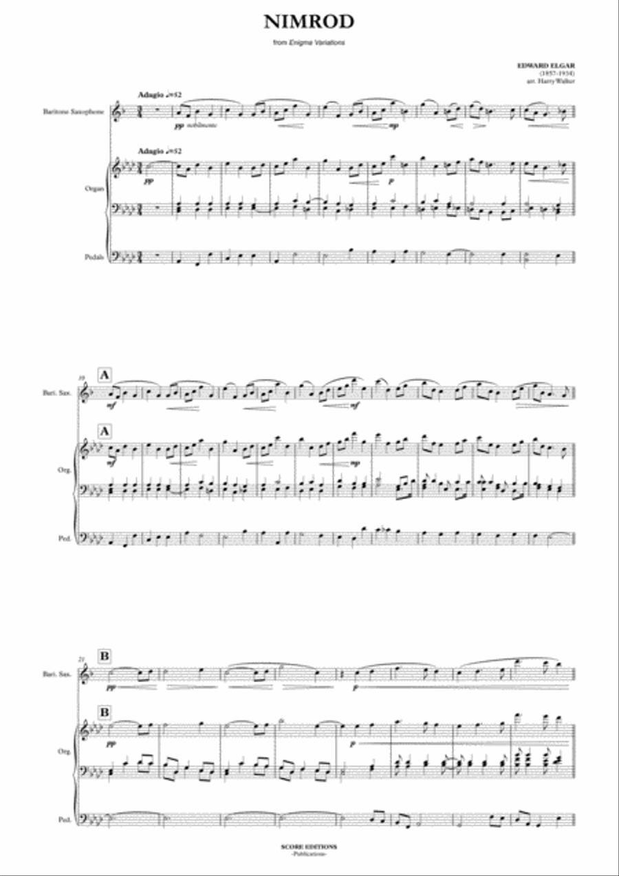 Elgar – Nimrod (for Baritone Sax and Organ) Woodwind Duet scores gallery preview page 3