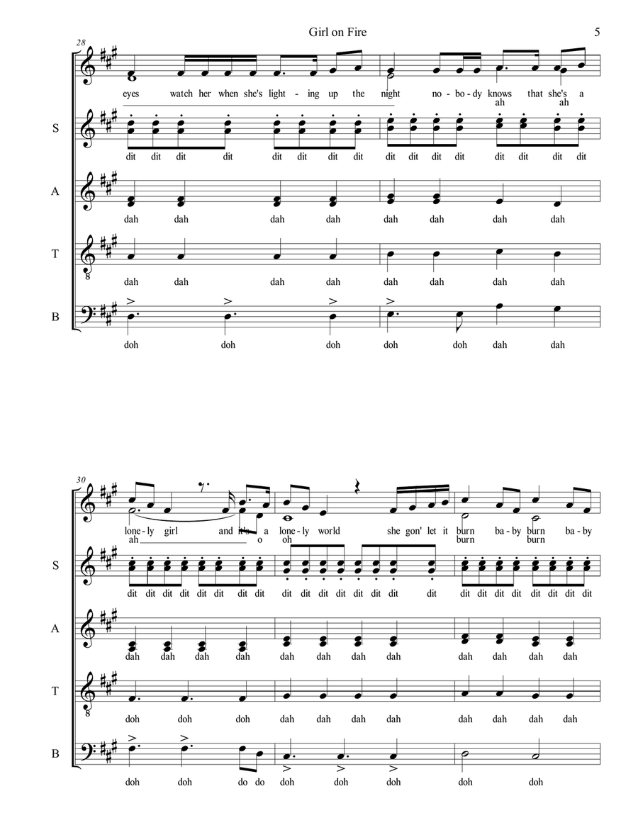 Girl On Fire Girl On Fire 4-Part scores gallery preview page 5