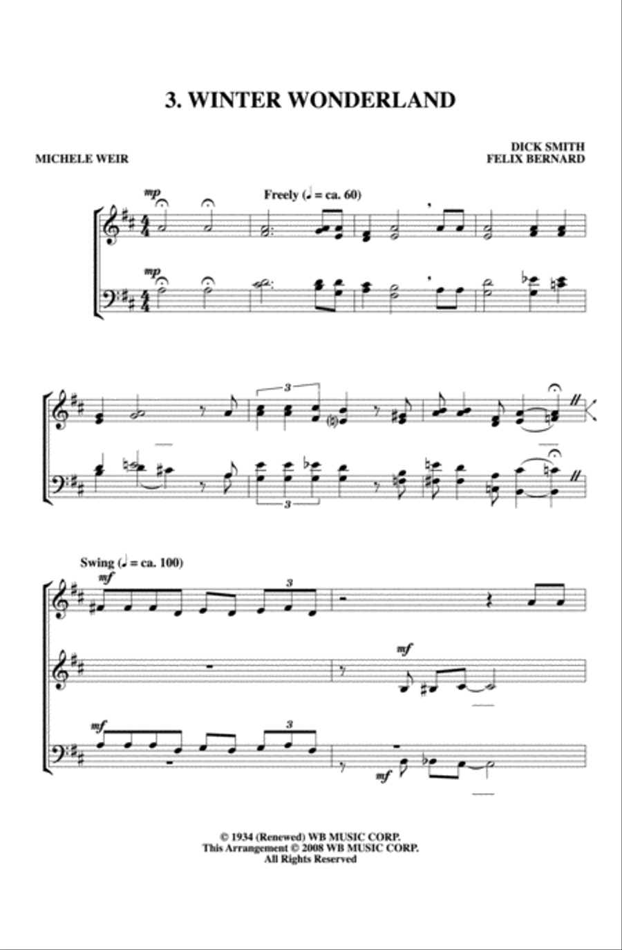 A Christmas Jazz Trio (1. Santa Claus Is Comin' to Town 2. O Christmas Tree 3. Winter Wonderland) 4-Part scores gallery preview page 4