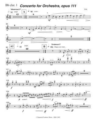 Concerto for Orchestra, opus 111 (2005) Clarinet part 1