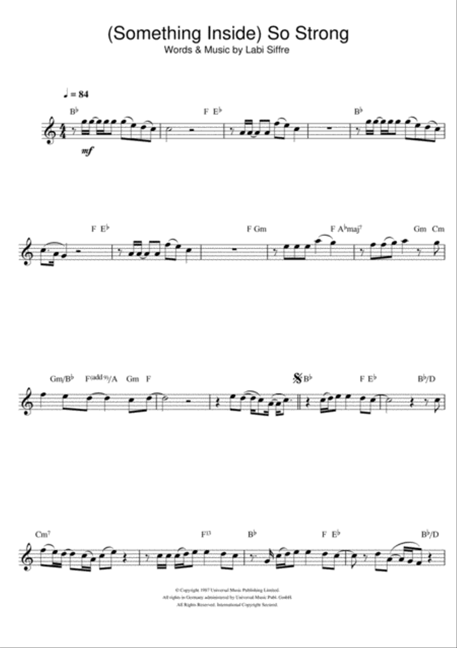 (Something Inside) So Strong Clarinet Solo scores gallery preview page 1