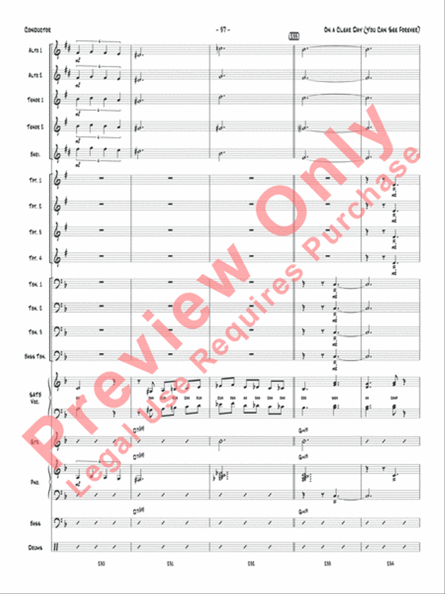 On a Clear Day (You Can See Forever) Jazz Ensemble scores gallery preview page 40