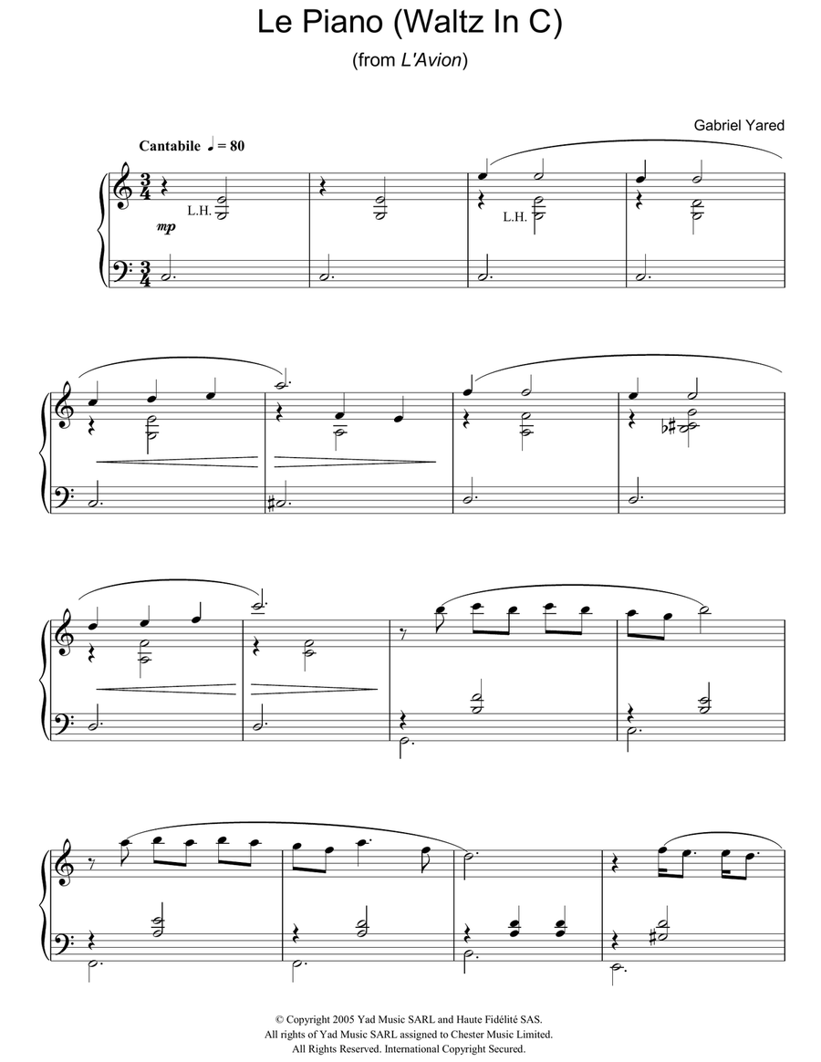 Le Piano (Waltz in C) (from L'Avion) Piano Solo scores gallery preview page 1