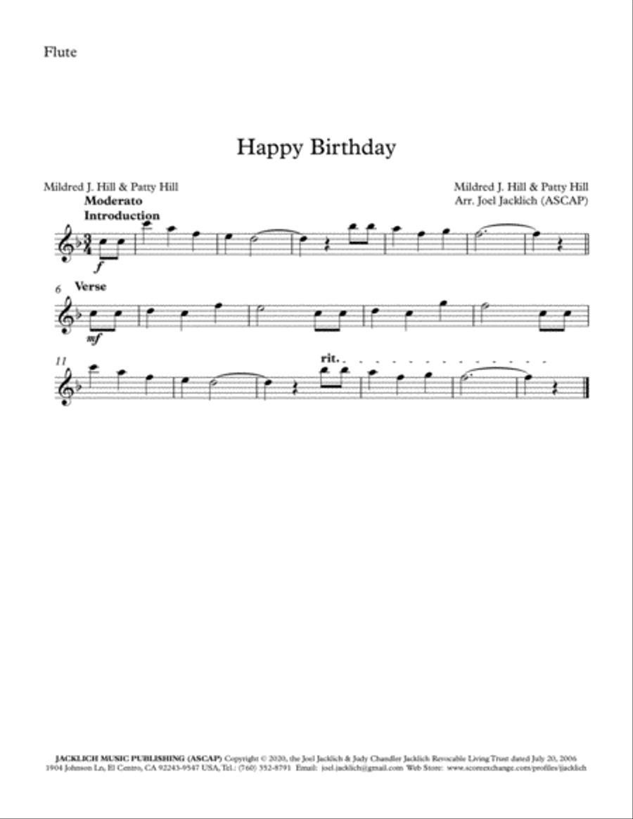 Happy Birthday (Band/Orchestra/Chorus) 4-Part scores gallery preview page 3