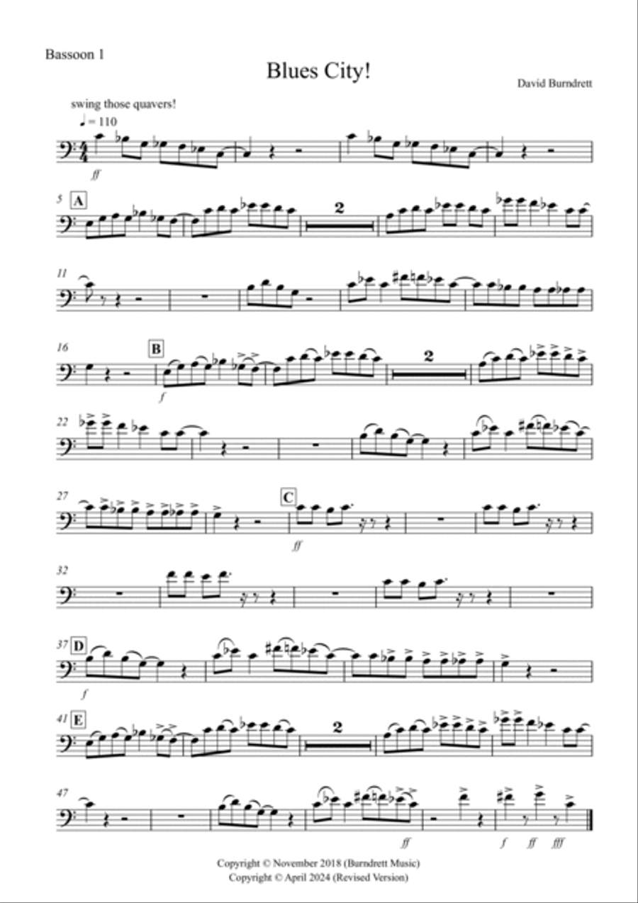 Blues City! for Bassoon Quartet Bassoon Quartet scores gallery preview page 4