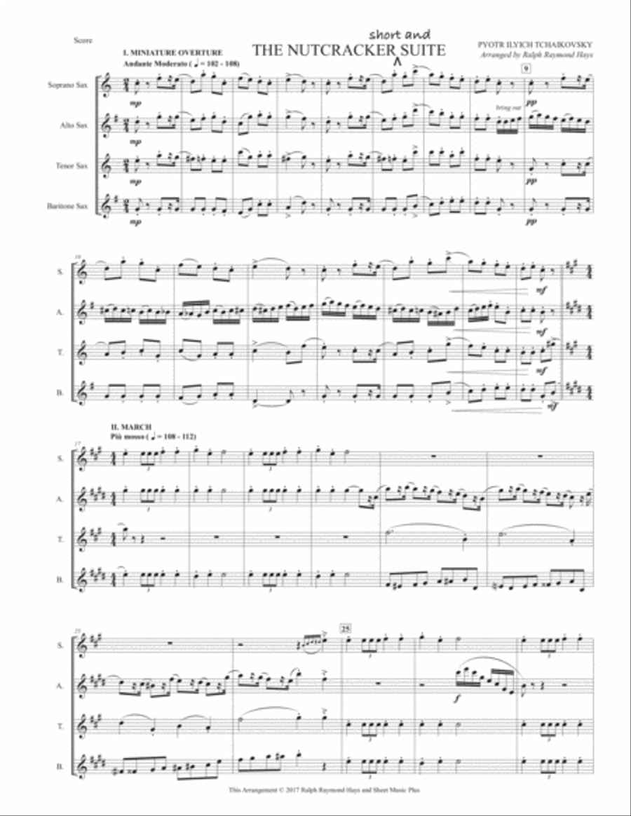 THE NUTCRACKER (short and) SUITE - for saxophone quartet THE NUTCRACKER (short and) SUITE - for saxophone quartet Saxophone Quartet scores gallery preview page 2