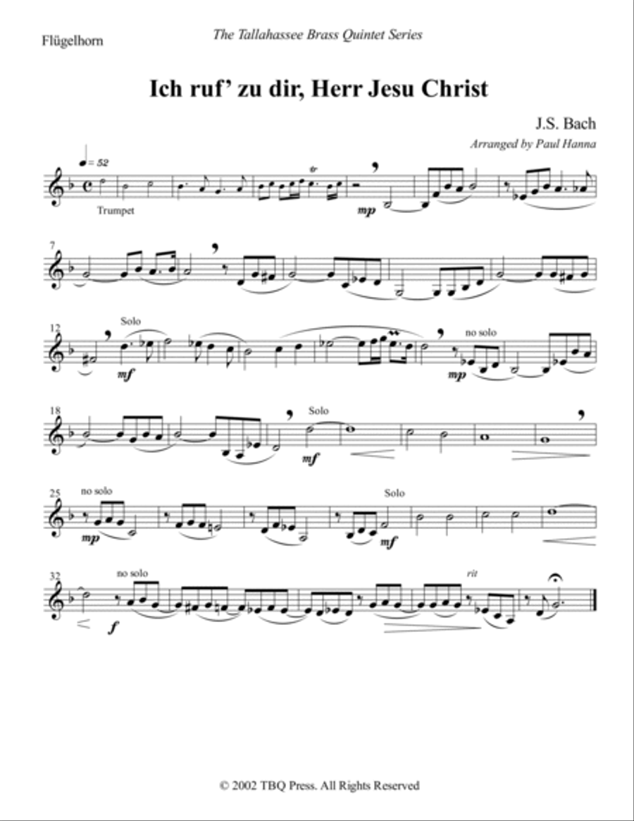 Ich ruf'' zu dir, Herr Jesu Christ Brass Ensemble scores gallery preview page 2