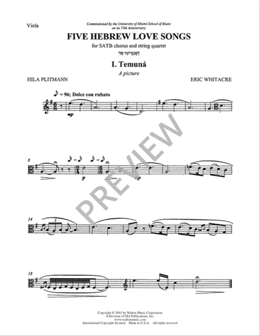 Five Hebrew Love Songs (String Parts) Choir scores gallery preview page 13