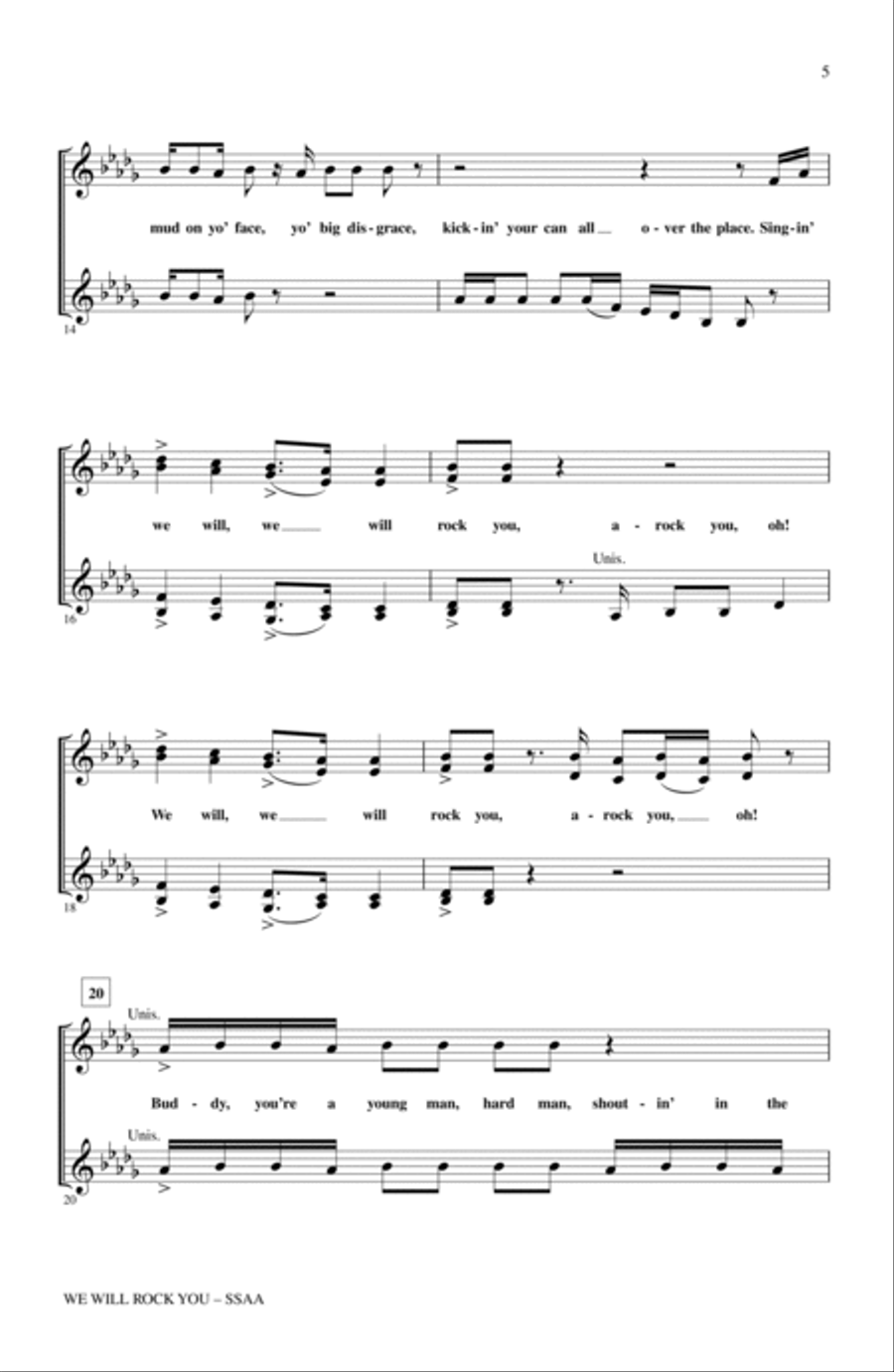 We Will Rock You (arr. Mark Brymer) SSA scores gallery preview page 3