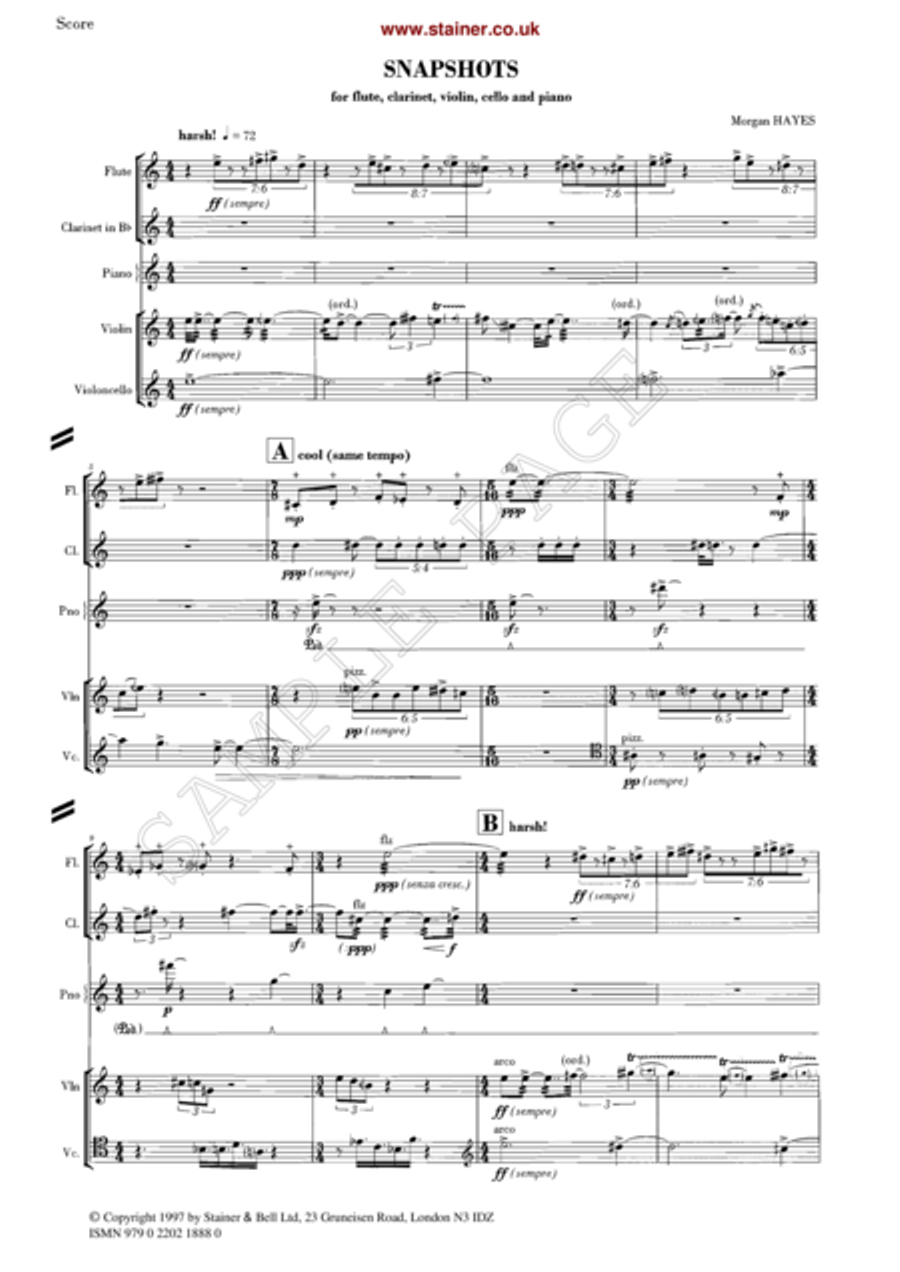 Snapshots for Flute, Clarinet, Violin, Cello and Piano Clarinet scores gallery preview page 2