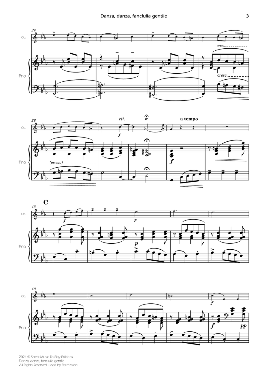 Danza, danza, fanciulla gentile - Oboe and Piano (Full Score and Parts) Piano scores gallery preview page 5