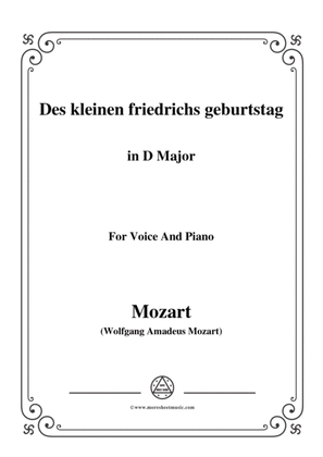 Book cover for Mozart-Des kleinen friedrichs geburtstag,in D Major,for Voice and Piano