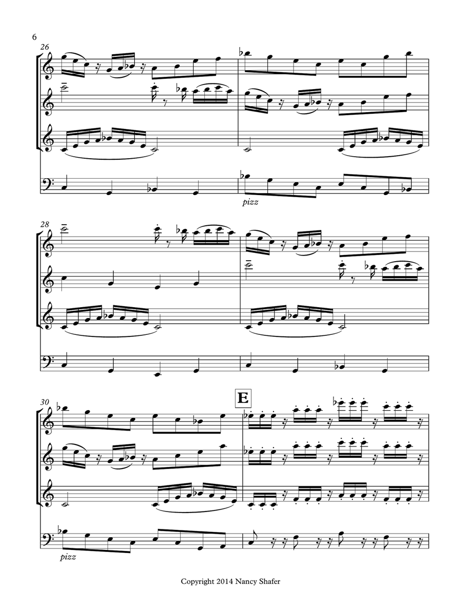 Big Top Boogie Quartet for 2 Flutes, Alto Flute & String Bass Jazz Ensemble scores gallery preview page 6