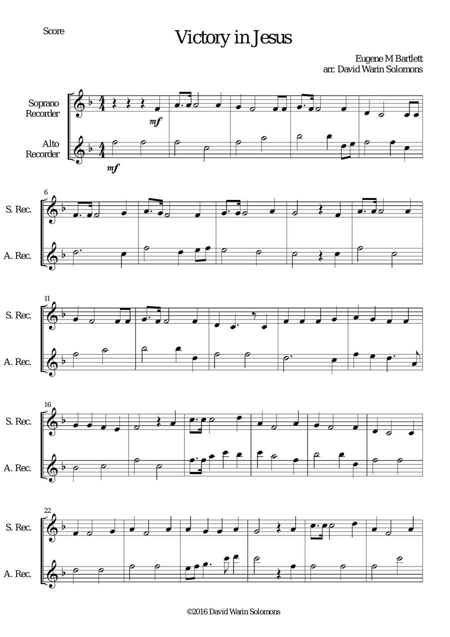 6 simple duets based on hymns, for soprano recorder and alto recorder Woodwind Duet scores gallery preview page 2