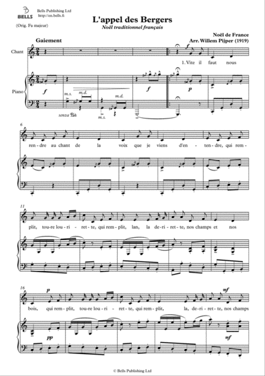 L'appel des Bergers (C Major) Voice Solo scores gallery preview page 1