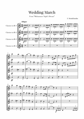 Book cover for Wedding March for Clarinet Quartet - Mendelssohn