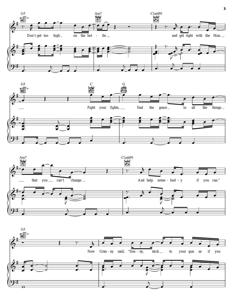 Help Somebody Piano, Vocal, Guitar scores gallery preview page 3
