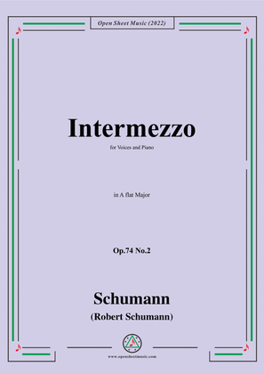 Book cover for Schumann-Intermezzo,Op.74 No.2,in A flat Major