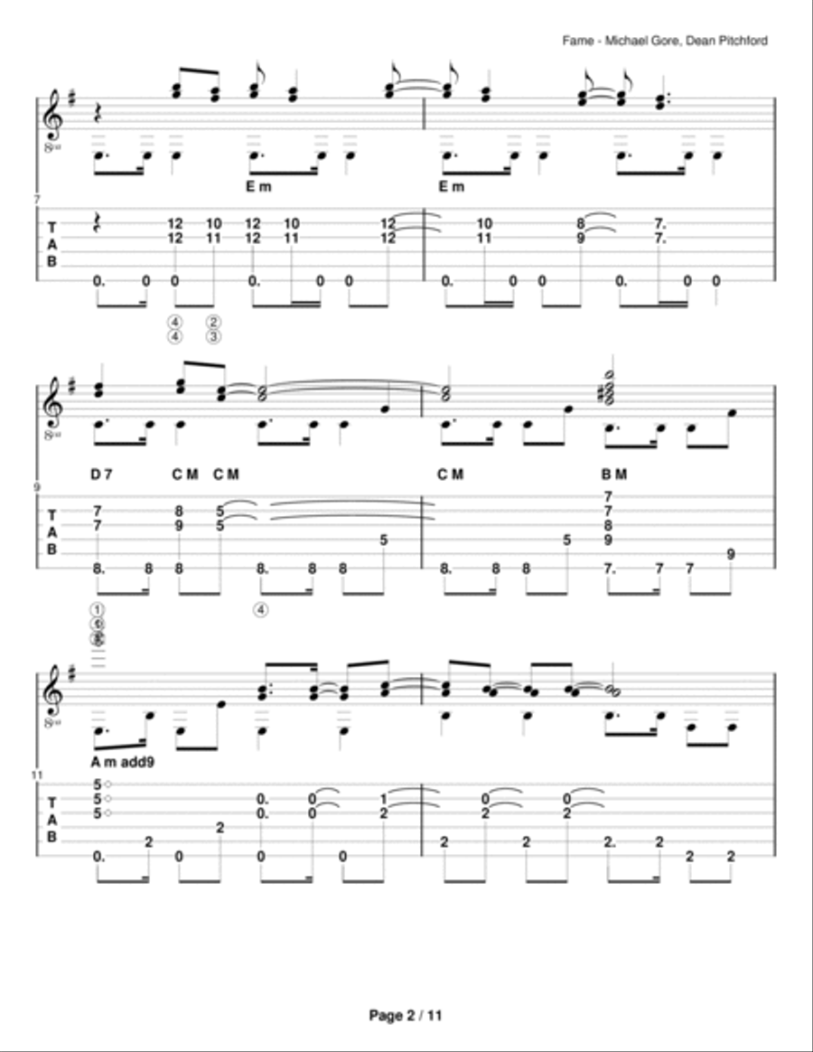 Fame Electric Guitar scores gallery preview page 2