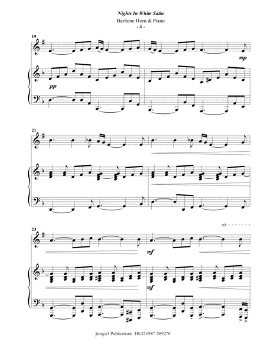 Nights In White Satin Baritone Horn TC scores gallery preview page 4