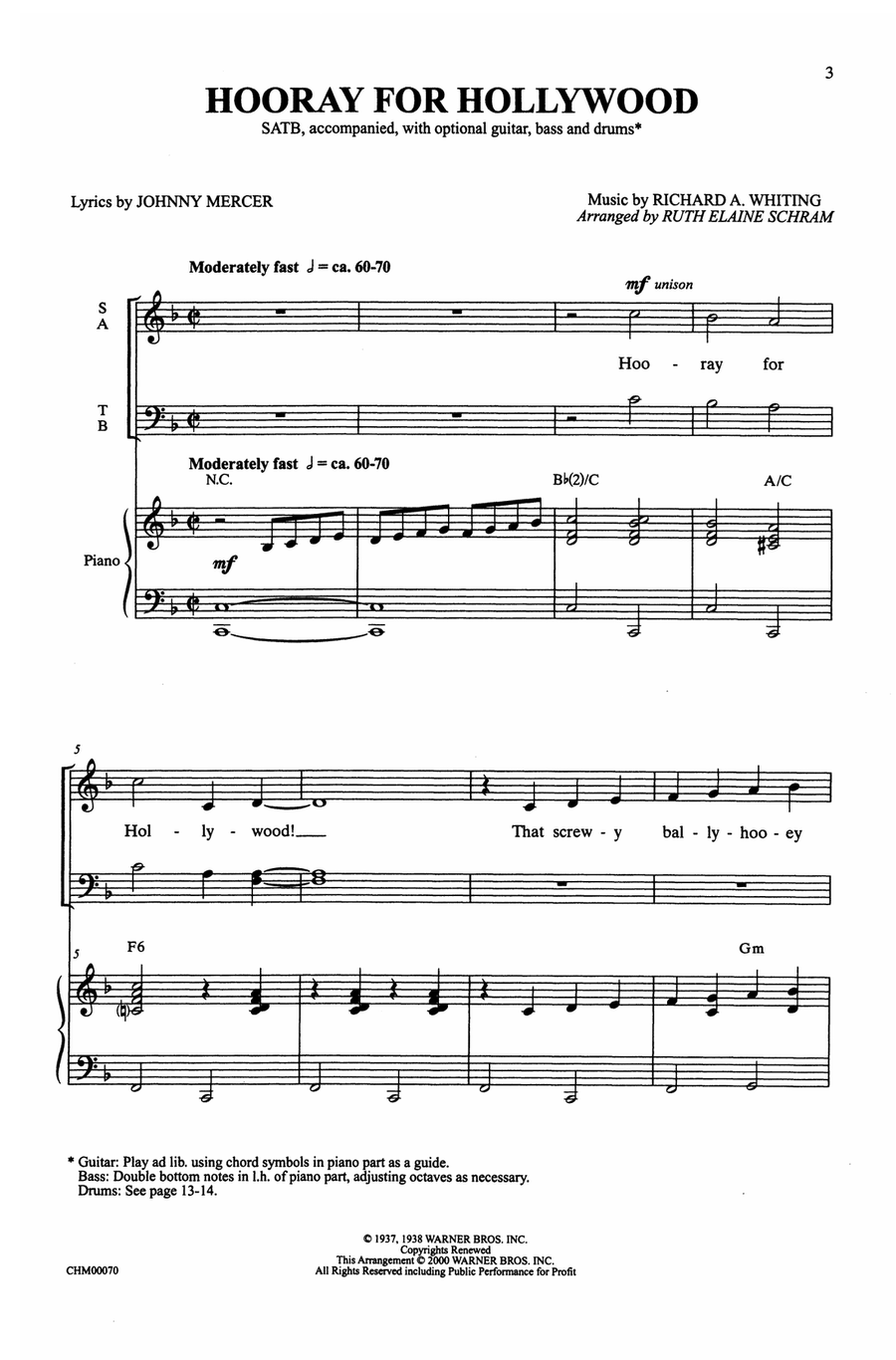 Hooray for Hollywood by Richard A. Whiting Choir - Digital Sheet Music