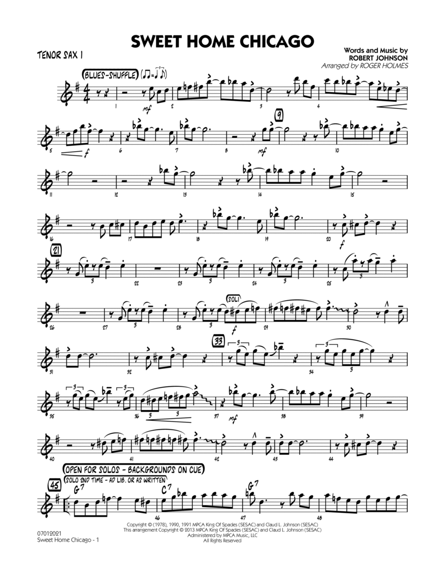 Sweet Home Chicago - Tenor Sax 1 Jazz Ensemble scores gallery preview page 1